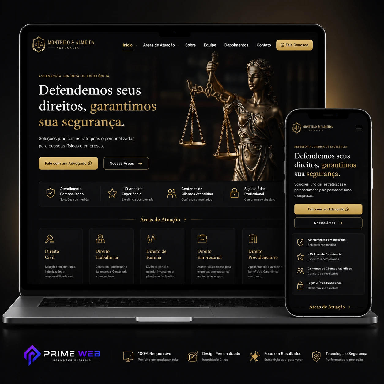 Mockup de landing page para escritório de advocacia