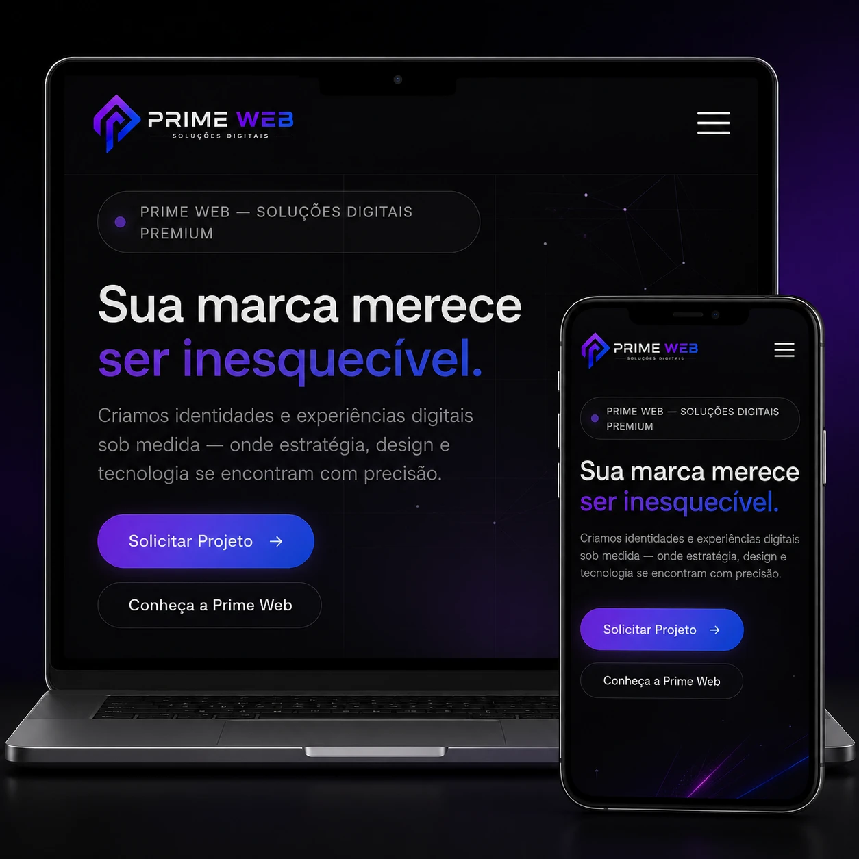Mockup do site da Prime Web