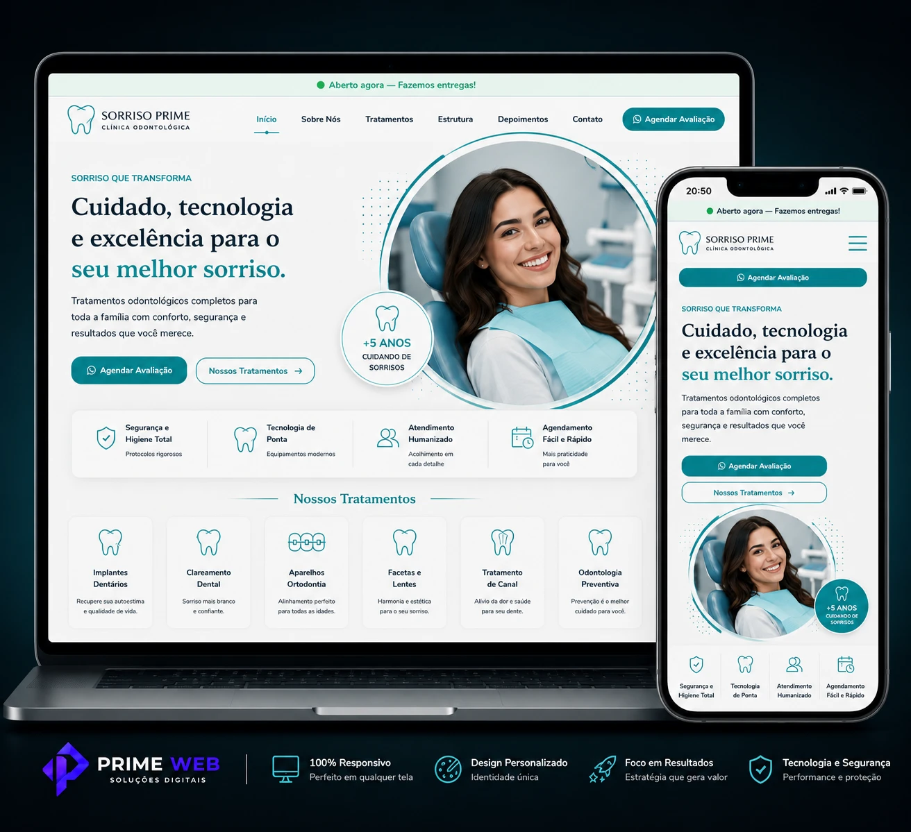 Mockup de site institucional para clínica odontológica