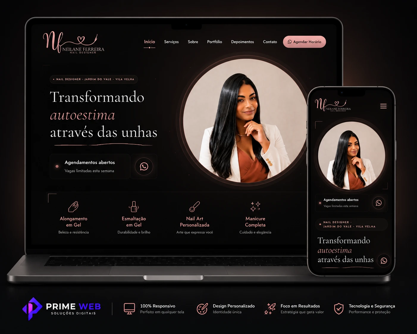 Mockup do site institucional do Studio Neiane Ferreira